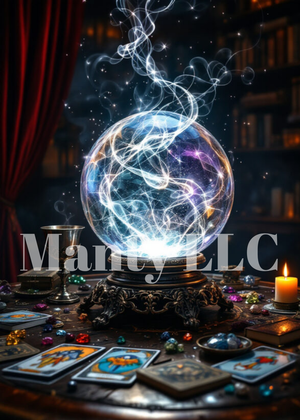 A Large Luminous Crystal Ball Sits Atop An Ornate